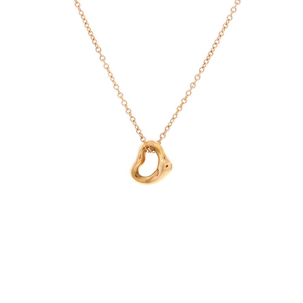 Tiffany & Co. 7mm Elsa Peretti Open Heart Pendant Necklace 18K Rose Gold